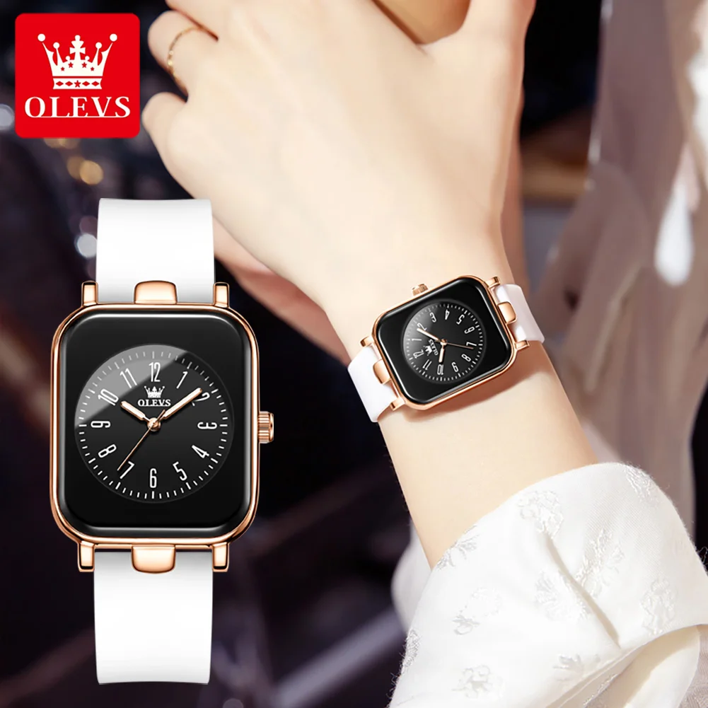 

OLEVS Fashion Square Quartz Watch for Women Sports Silicone Strap Waterproof Womens Watches Top Brand Luxury Relogio Feminino