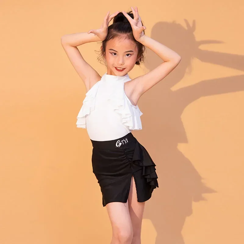 

2023 New Professional Latin Dance Training Suit Girls' Summer Black Dress Dance Performance Suit