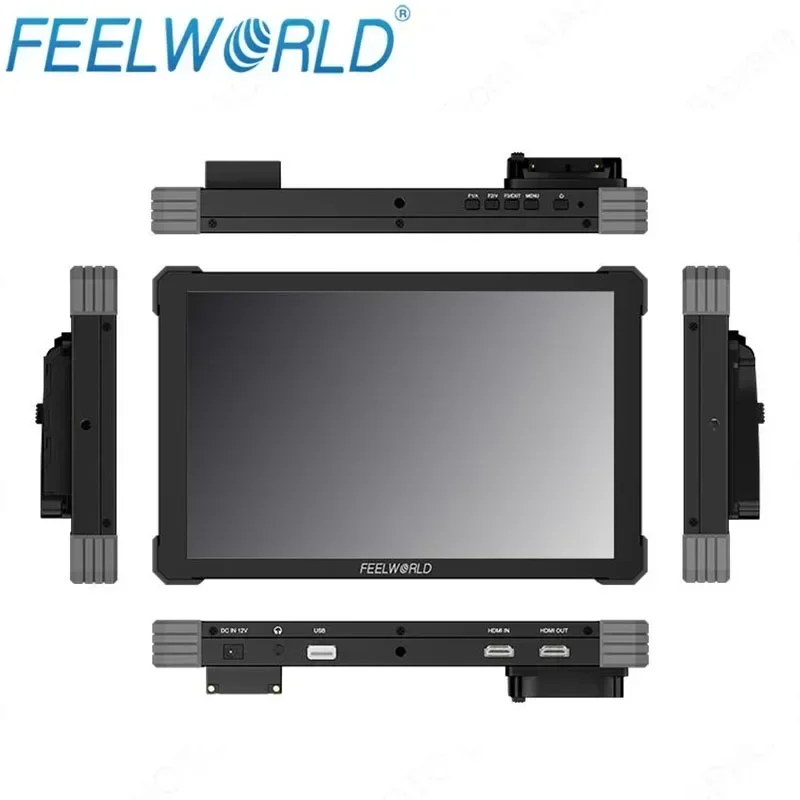 FEELWORLD T10 10.1 Inch Monitor Touch Screen Aluminium DSLR Camera Field Monitor 4K HDMI NP-F External Install and Power Kit