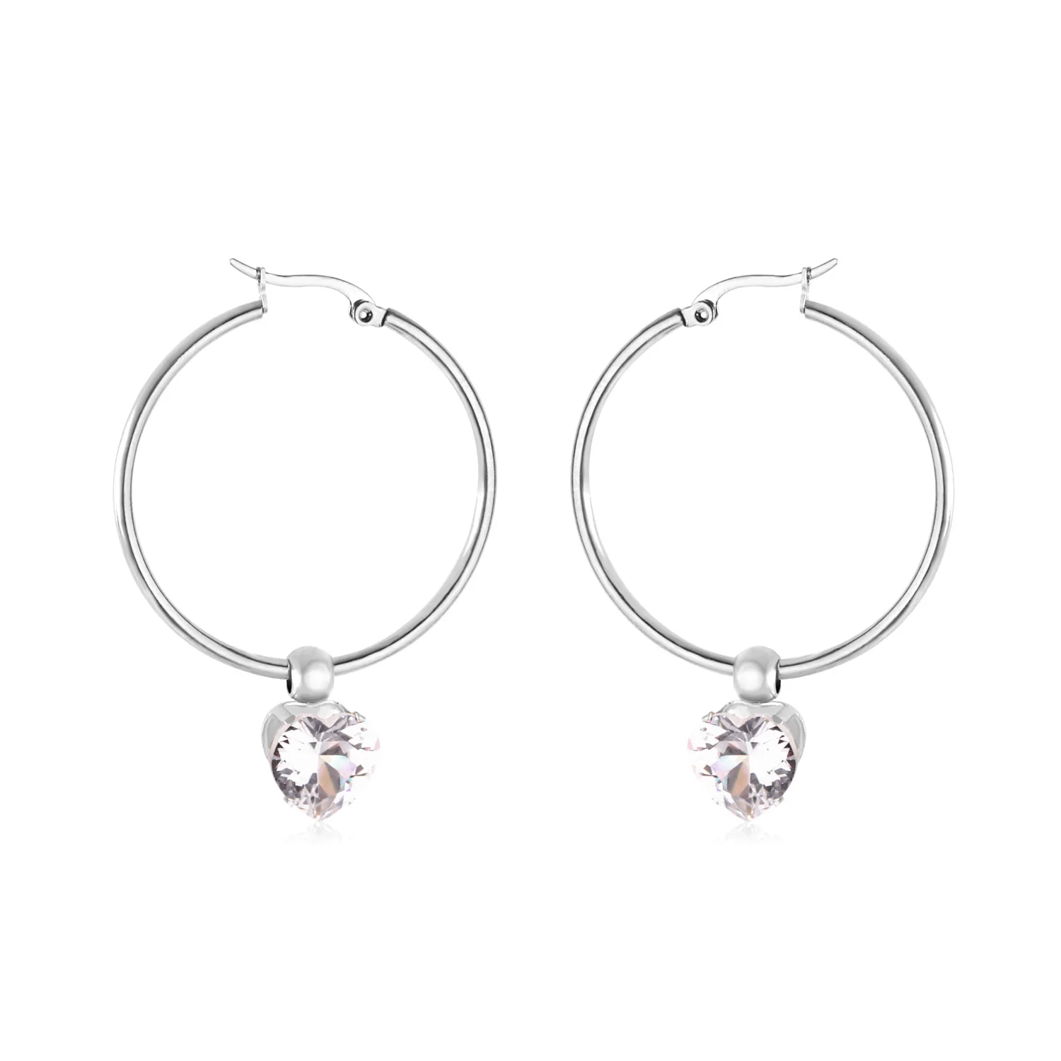 LUXUKISSKIDS Heart CZ Drops Large Hoops Earrings Exaggerated 3pairs/set Steel Luxury Jewelry For Women Gifts Removable Synthetic