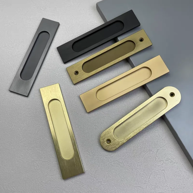 Embedded Concealed Buckle Sliding Door Handle Rectangular Elliptic Edgeflat Invisible Hidden Pull Knob for Cabinet Wardrobe 1PCS