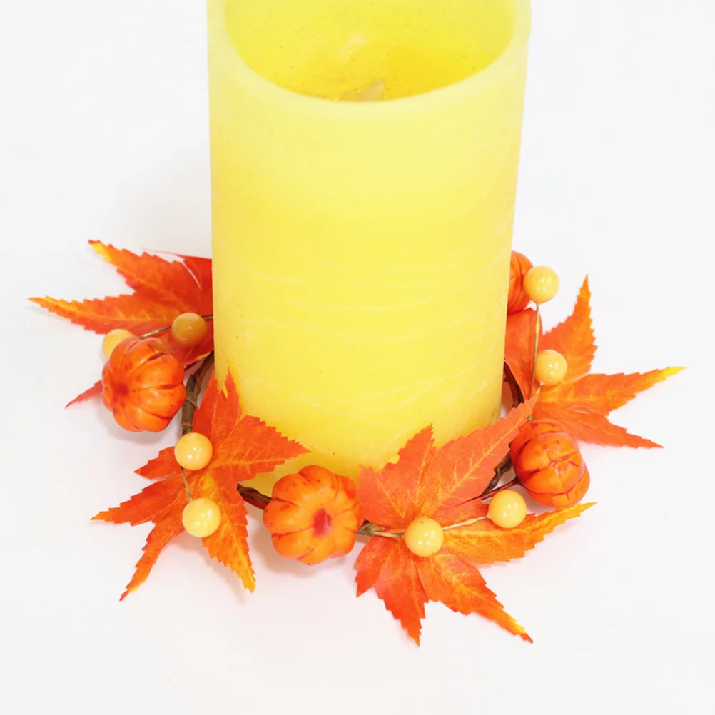 

4Pcs Ring Wreath Maple Leaves Classic Festival Decor Christmas Halloween Thanksgiving Accent Holiday Rings