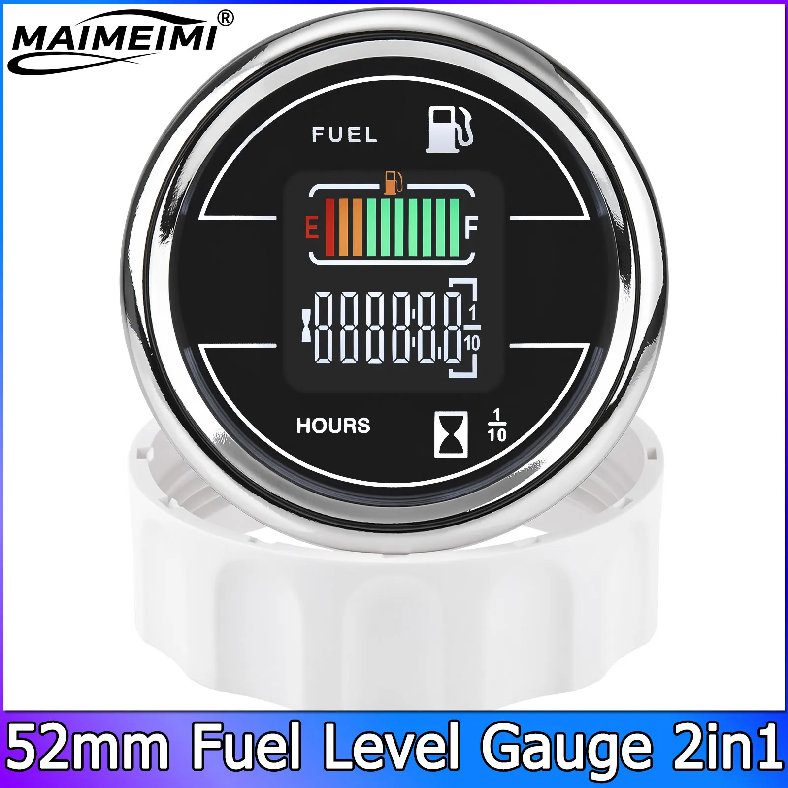 Car Motorcycle Fuel Level Gauge + Hour Meter 2in1 12V 2