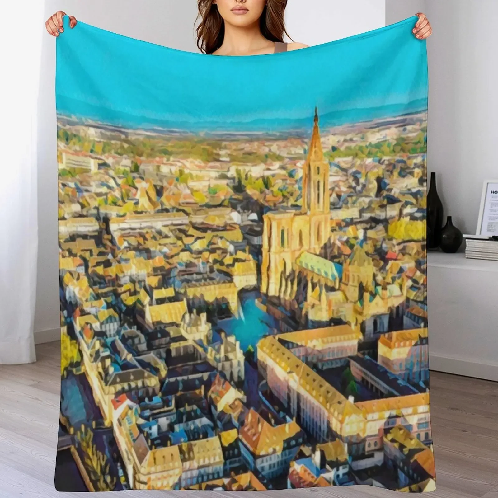 

Strasbourg France Throw Blanket Shaggy Furry Soft Blanket for Bedroom Living Room