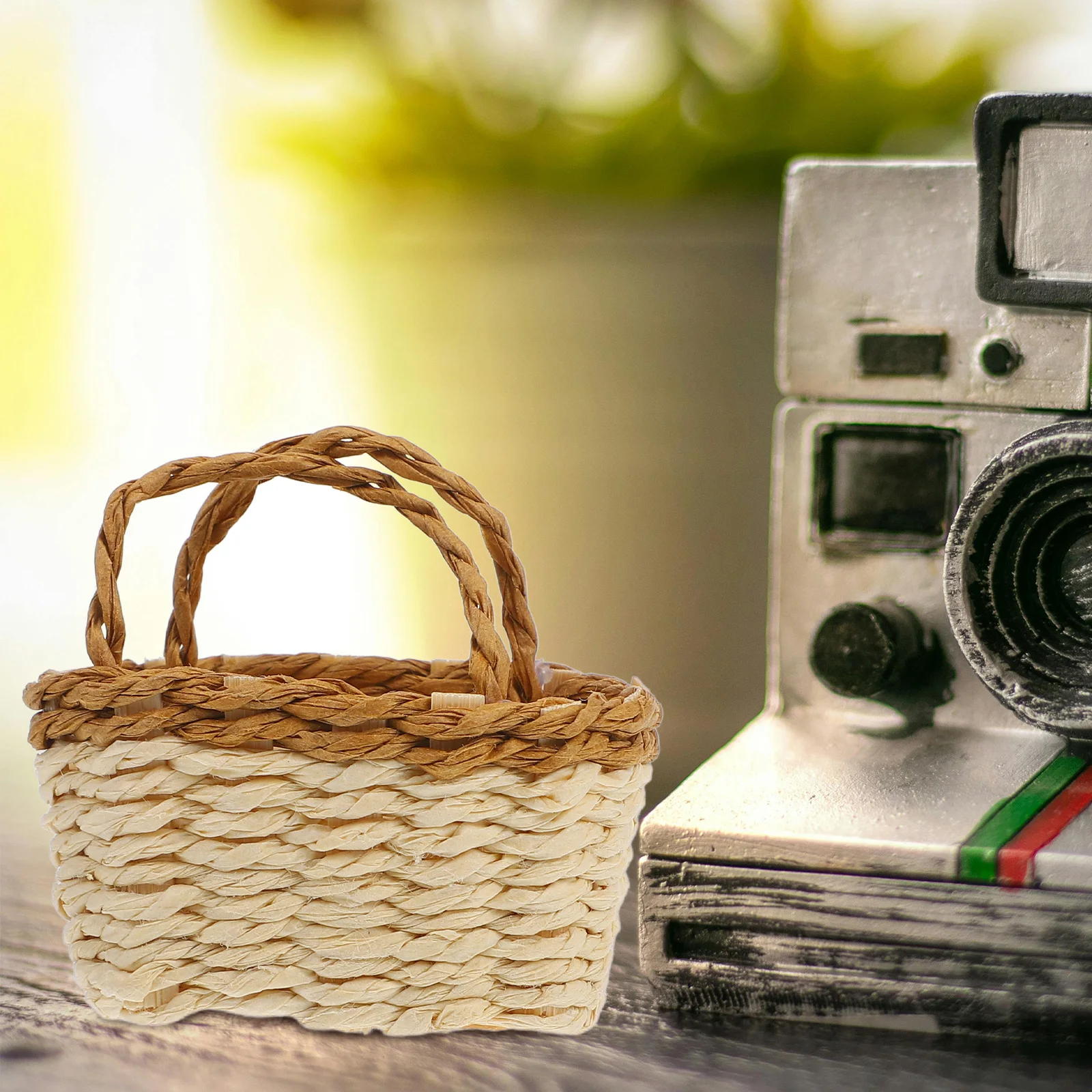 

Mini Woven Decorative Baskets Rattan Miniature Shopping nament Tiny Basket Dollhouse Accessories Small Storage H crafted