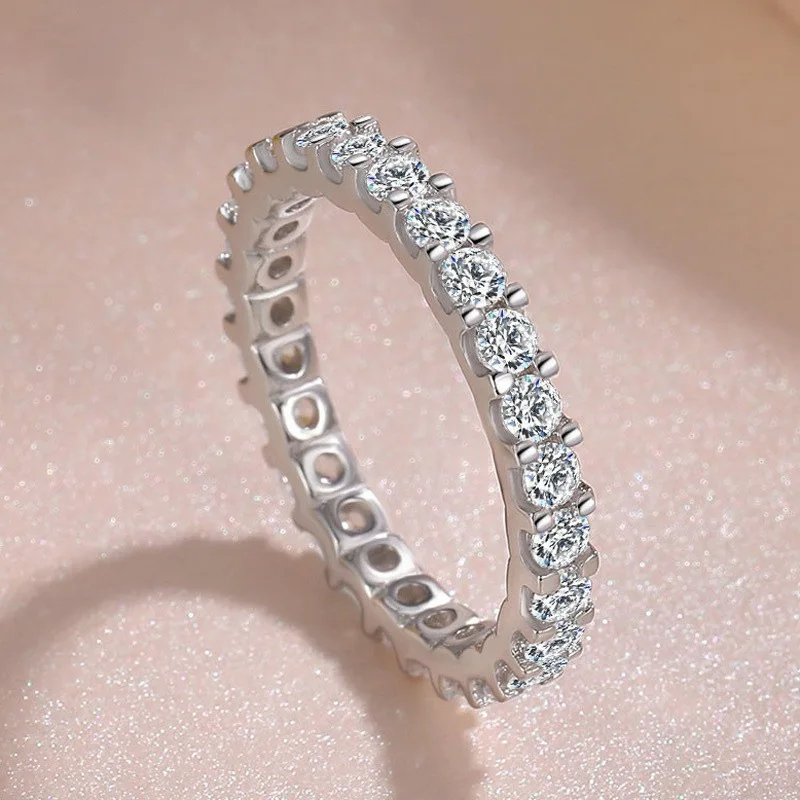 Iced Out Dainty Rings for Women Luxury Round Crystal Fashion Silver Color Wedding Promise Ring Female Jewelry Dropshipping CR043