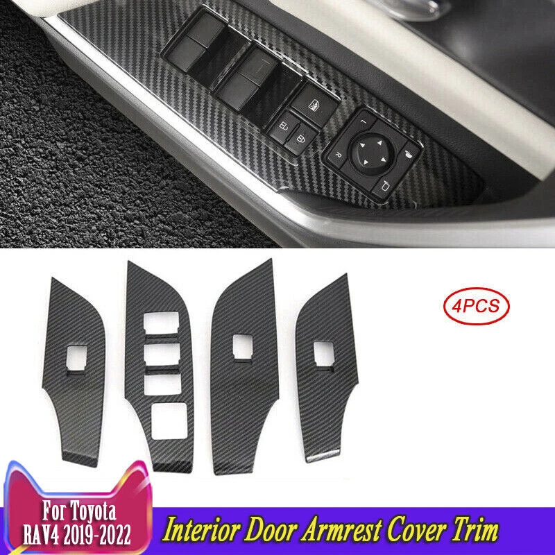 

4Pcs/set Car Interior Door Armrest Cover Trim ABS Carbon Fiber Style for Toyota RAV4 2019-2023 Car Interior Accessories