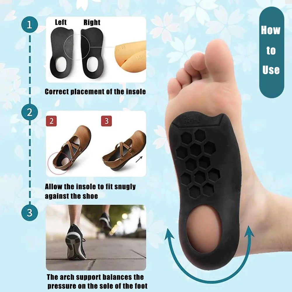 Orthotic Insoles for Plantar Fasciitis Pain Relief Therapy Flat Feet Arch Support Insoles for Shoes Women Men XO-Legs Corrector