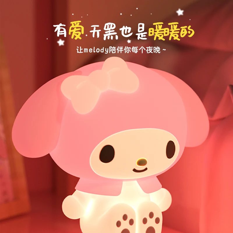 Sanurgente-Veilleuse en silicone My Melody, figurines d'anime, lumière Melody Clap, chambre à coucher, sommeil, escales, lampe de nuit, cadeau d'ornements, chaud, nouveau