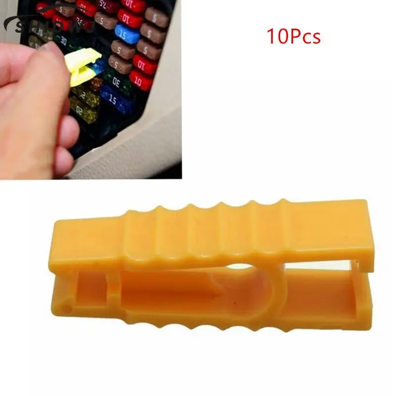 10Pcs/lot Micro Car Fuse Puller Clip Yellow Plastic Plier Tweezers Installation Tool Car Automobile Fuse Clip Extractor Tools