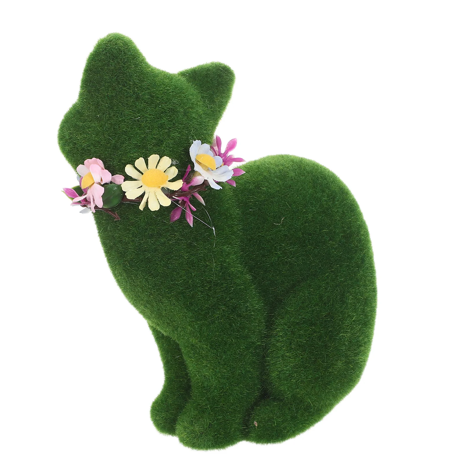 

Decorative Flocked Cat Statue Resin Kitten with Realistic Grass Finish for Garden Yard Tabletop Indoor Outdoor Use