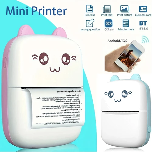 Mini impresora térmica inalámbrica BT 200dpi, etiqueta fotográfica, notas, pregunta incorrecta, etiqueta de impresión, impresora Bluetooth, Cable USB portátil