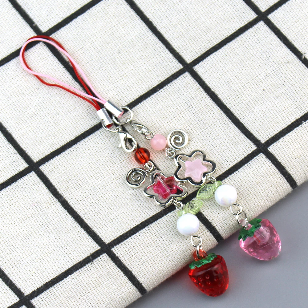Sweet Y2K Cute Strawberry Keychain Cellphone Charm