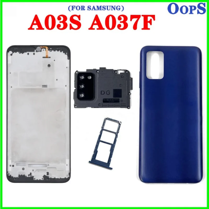 

Full Housing Frame For Galaxy A03S A037F A037M A037 Back Battery Cover Case Middle Frame With Button Camera Glass Lens Sim Tray