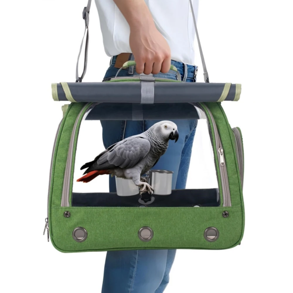 

Bird Cage Parrot Carrier with Perch for Parakeet Lovebird African Gray Cockatiel Caique Conure Quaker Hiking Pet Travel Bag