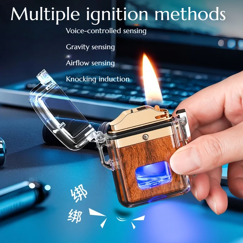 High-end Creative Intelligent Voice-controlled Lighter Transparent Waterproof Visible Case Level Gift Cigarette Accessories