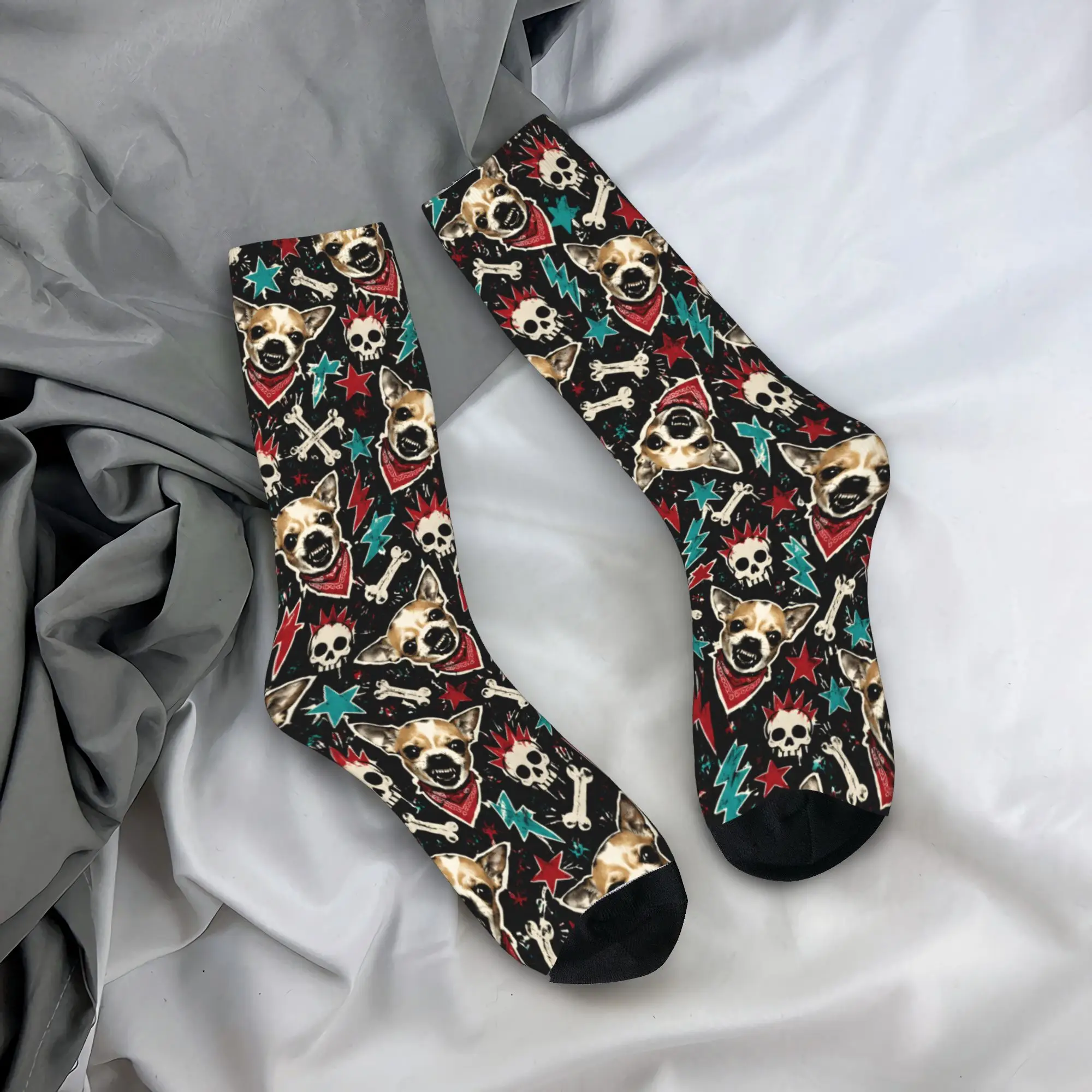 Couple Socks Chihuahua Halloween Dog  Stockings Non-Slip Comfortable Socks Spring Gothic Graphic Cycling Socks