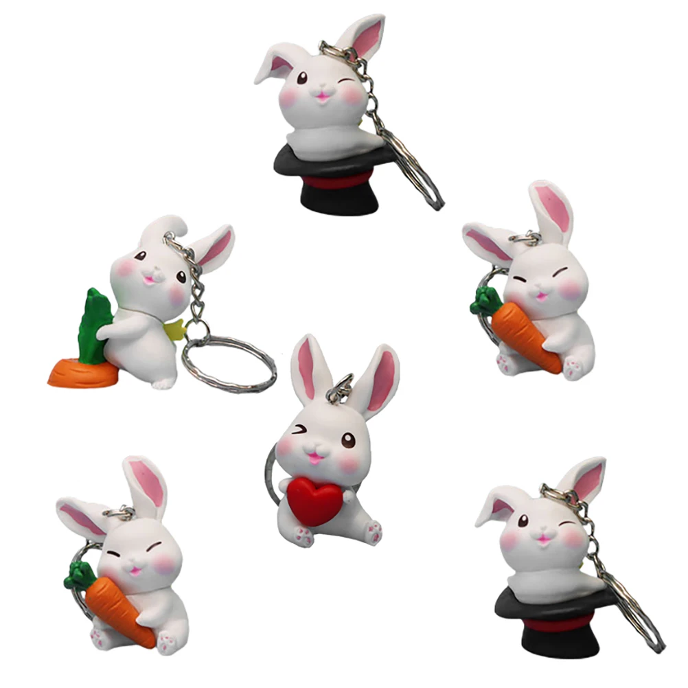 

6Pcs Rabbit Shape Key Chains Unique Portable Key Ring Charms Chic Backpack Pendants Easter Gifts Souvenirs Rabbit Shape Pendants
