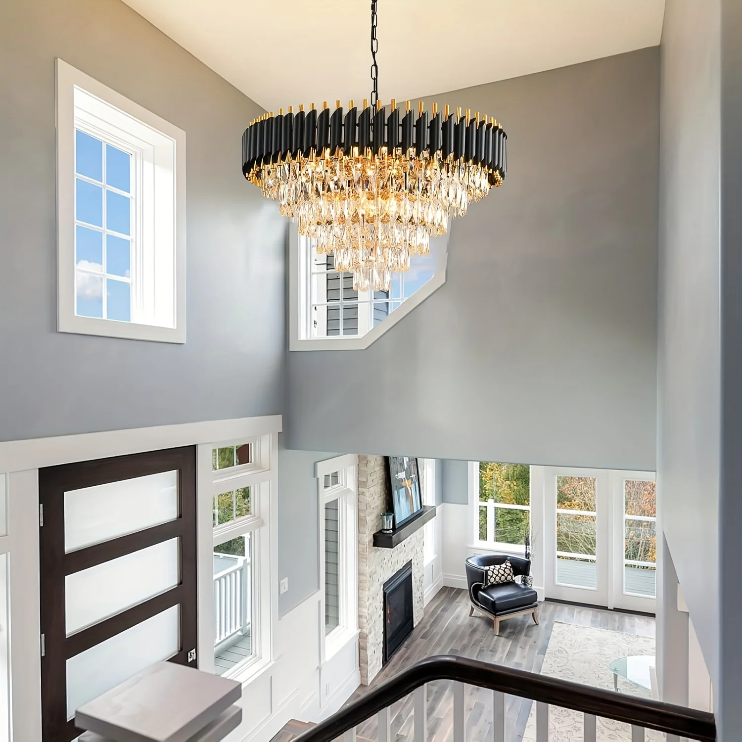 

Post-modern Light Luxury Living Room Glass Pendant Light Creative Round Led Crystal Chandeliers for Villa Restaurant Redroom