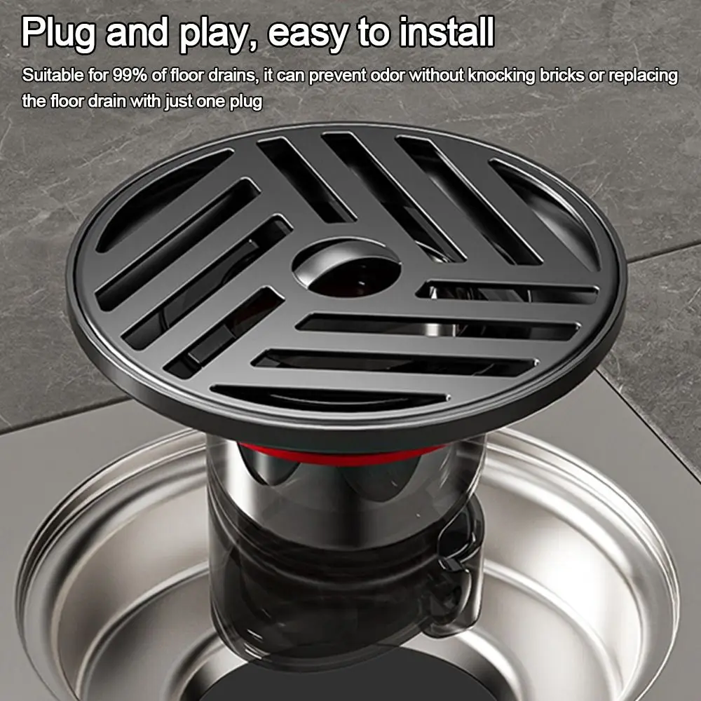 Stainless Steel Shower Floor Drain Backflow Preventer Anti-odor Sink Strainer Insectproof Self-Closing Drain Filter Plug