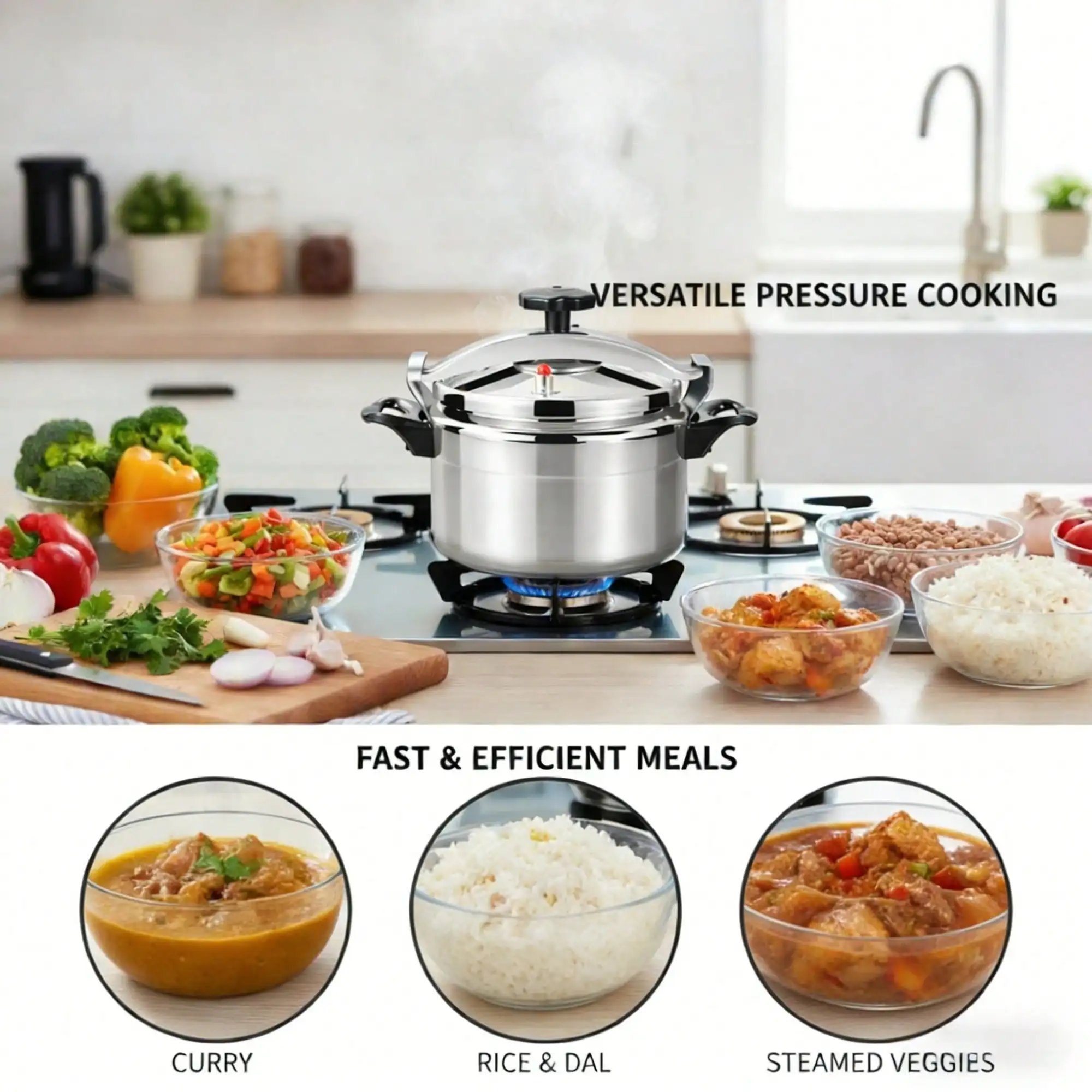 5/9.5 Quart Aluminum Pressure Cooker, Explosion-Proof Pressure Cooker,Fast Cooking, Suitable For Stews And Soups, Suitable For Induction Cookers And Gas Stoves
