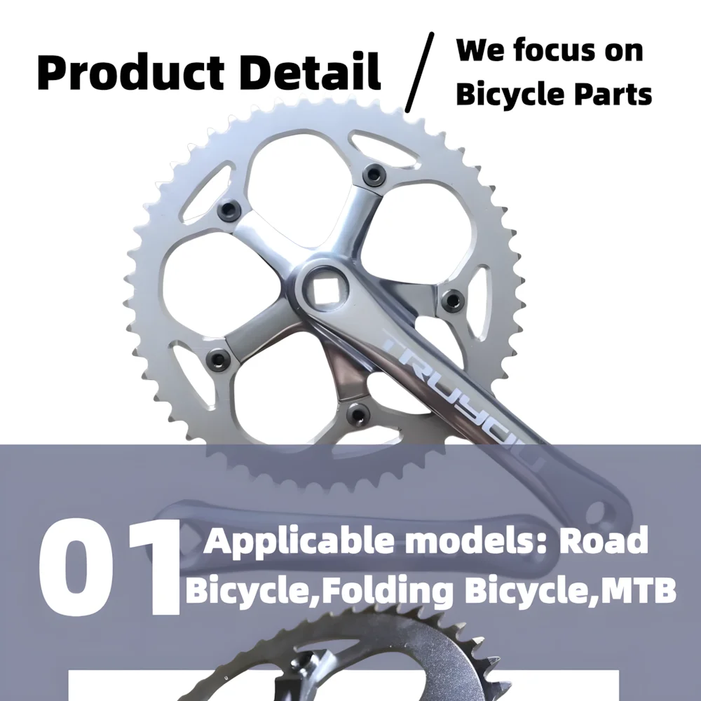 

Crankset, 130 BCD, 38T, 39T, 40T, 42T, 44T, 46T, 48T, 50T, 52T, 53T Chainring, Folding Bike, Road Bicycle Chain Square Hole