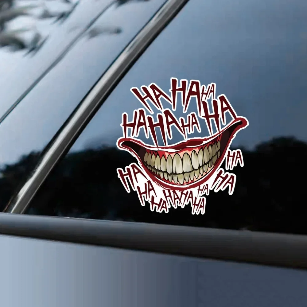 funnyJDM Clown Mouth HAHAHA Motorcycle Stickers Waterproof DIY Motorbike Side Panels Fuel Tank Fairing Vinyl Decals Funny Decora