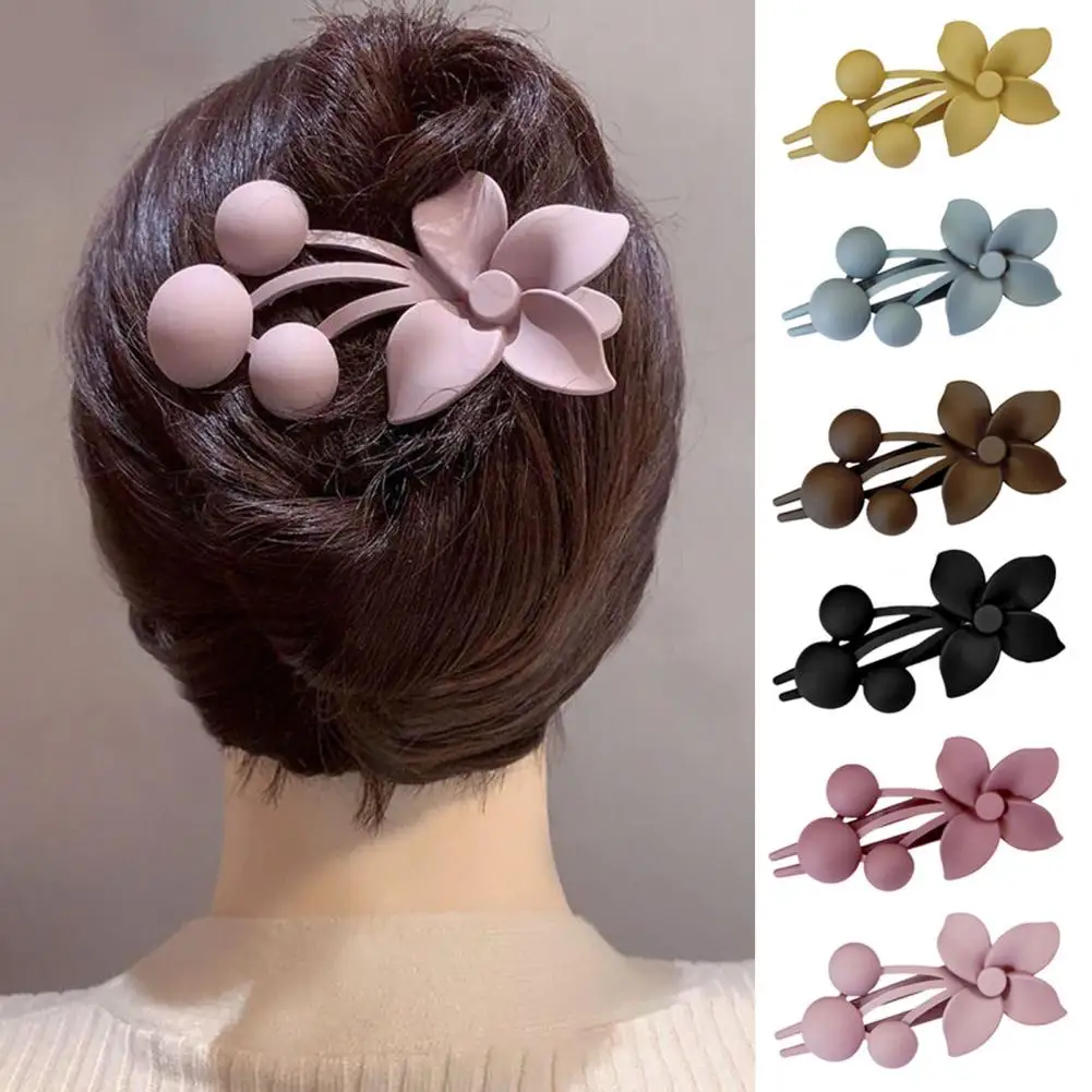 Frosted Texture Hair Claw Flower Decor Thick Thin Hair Clip Non-slip Matte Finish Large Back Head Hair Claw Accessories 꽃머리핀