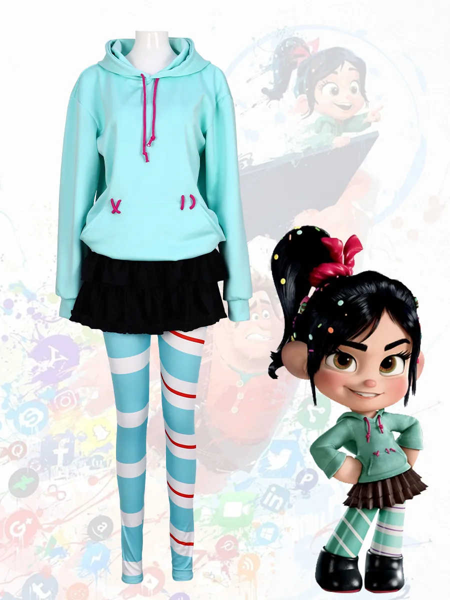 Аниме Vanellope Von Schweetz Косплей Костюм Милая униформа Костюмы для девочек и женщин Ролевые игры и выступления на сцене