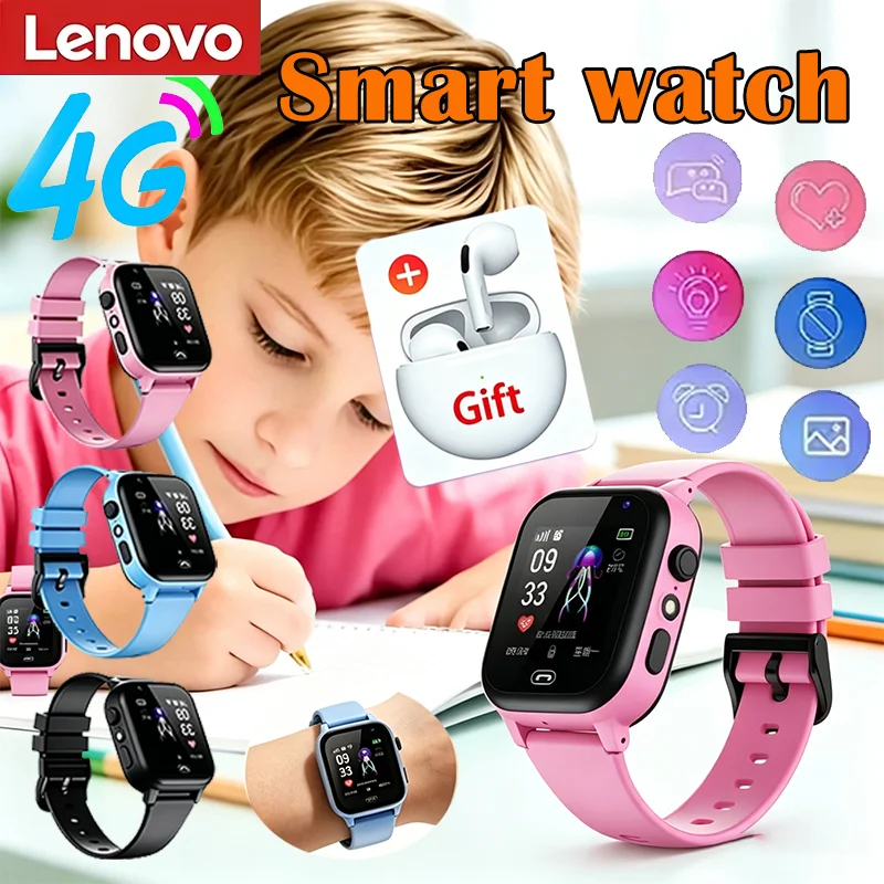 Lenovo 2027 5G Kinder-Smartwatch SOS GPS Videoanruf Kamera Wasserdicht SIM-Karten-Unterstützung Kopfhörer Kinderuhr für Jungen Mädchen