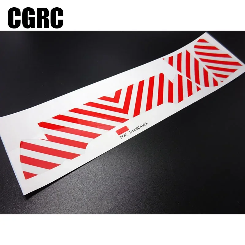 Faixa de advertência Adesivo para Caminhão RC, Chin Frontal, Vermelho e Branco, Decore para 1/14 LESU Tamiya, Caminhão RC, Reboque, Basculante,