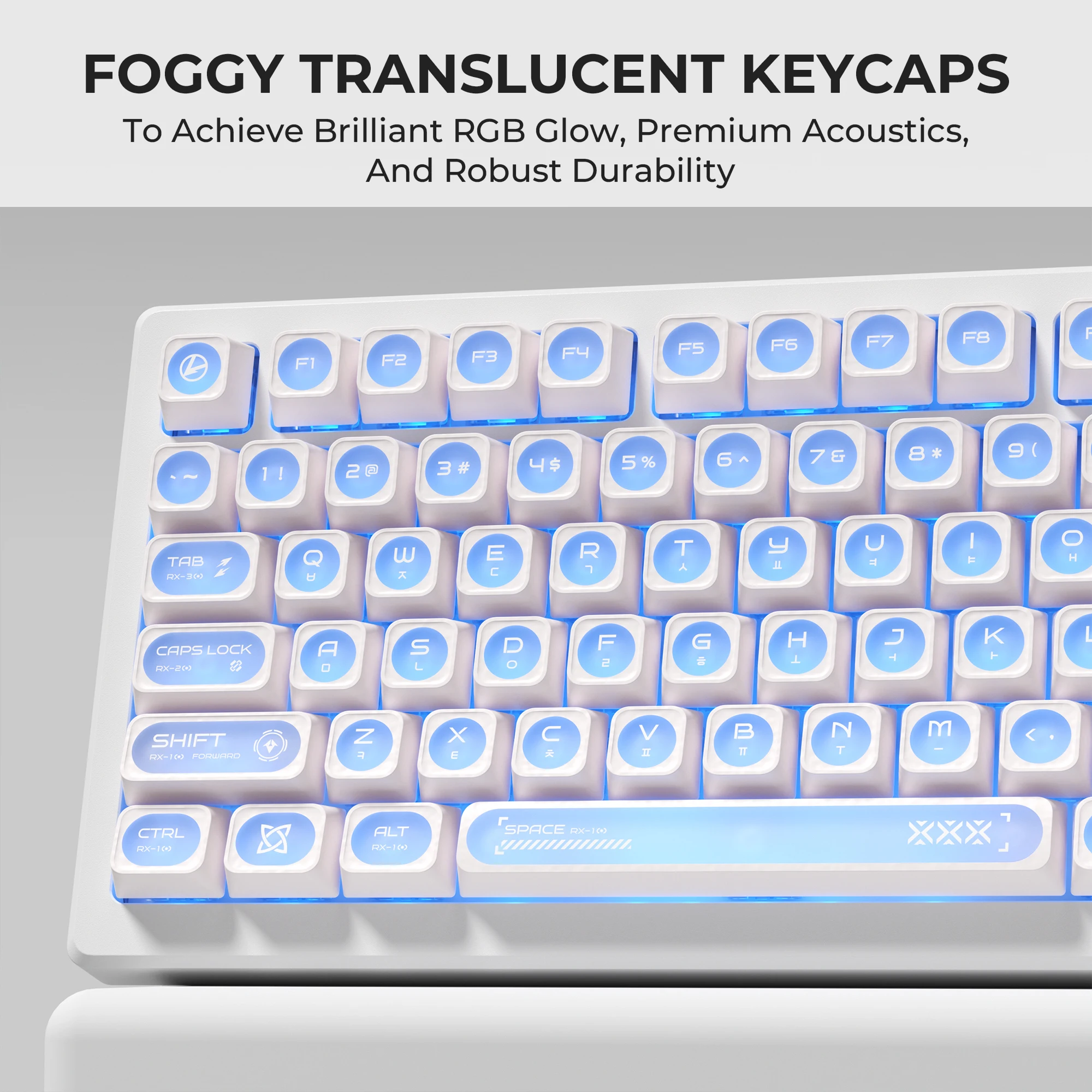 XVX Cat's Eye Korean Keycaps Light-Transparent Keycap Double Shot Cherry MAX Profile PBT White Key Cap 136 Keys