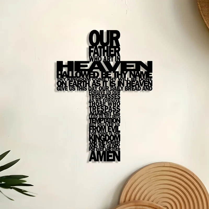 Wall Art Christ with Cross Art, 1pc Metal Spiritual Art, Metal Sign, Home Decor, Wall Decor, Room Decor, Outdoor Decor