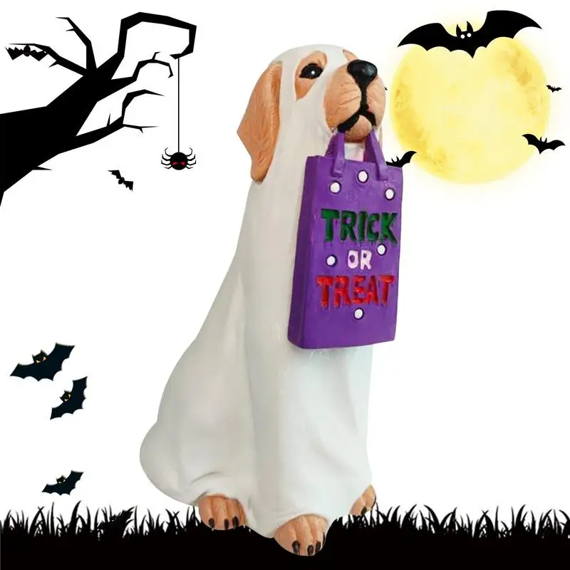 Halloween Dog Statues Festival Theme Ghost Dog Candy Bowl Holder Multi-functional Anti Fading Festival Party Decoration Gifts