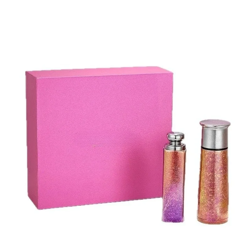 Pure Titanium Thermos Cup Stacked Language Gift Box Qixi Festival Valentine's Day T Cup 330ml + Lipstick Cup 140ml Set