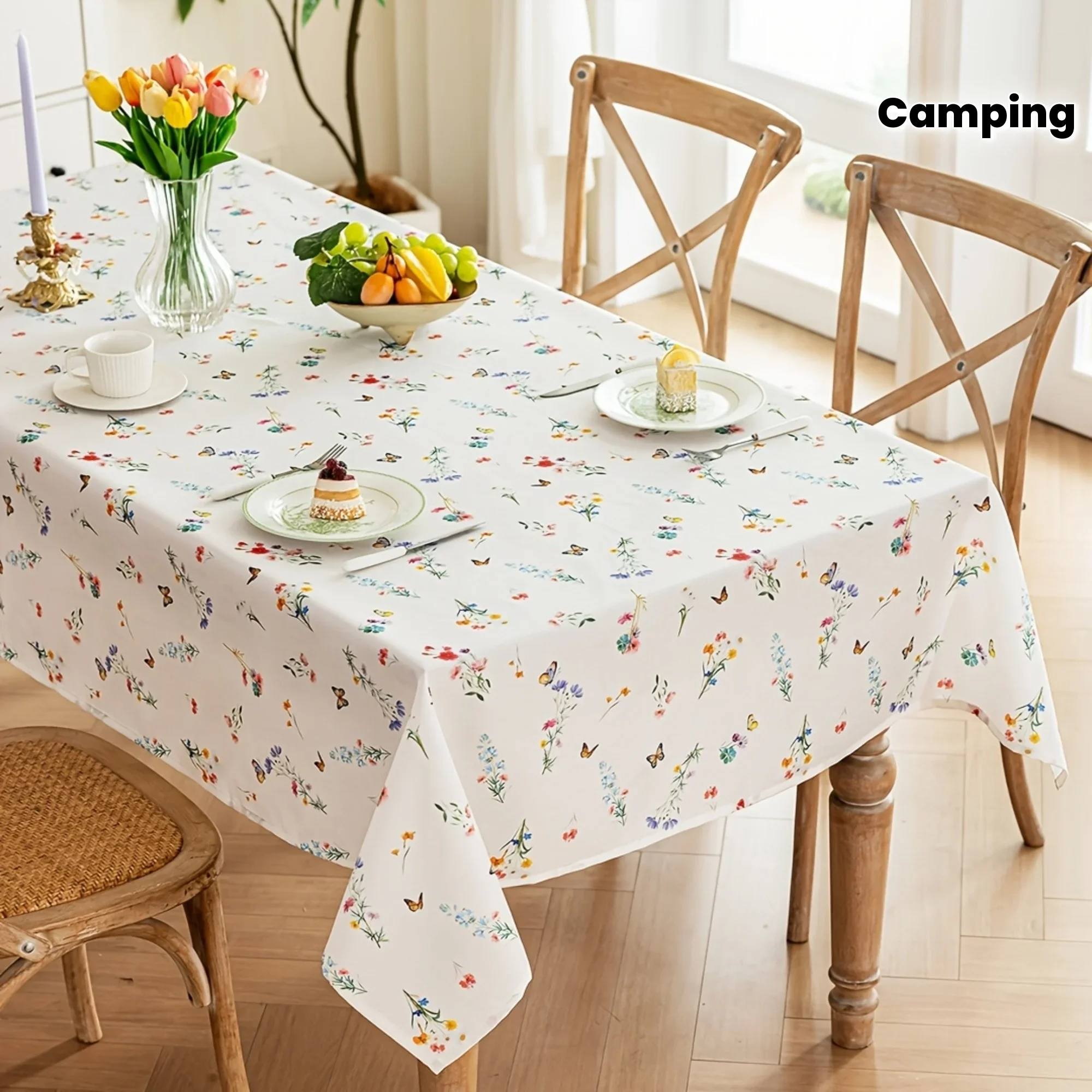 One spring and summer fresh floral butterfly tablecloth, with a country style.