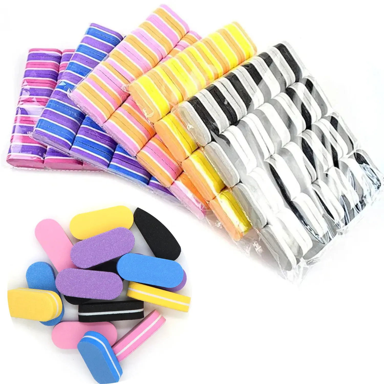 50 Pcs Mini Nail Files Block 100/180 Grit Sponge Buffers for Acrylic Nails Buffing Block Double Sided DIY Salon Manicure Tools
