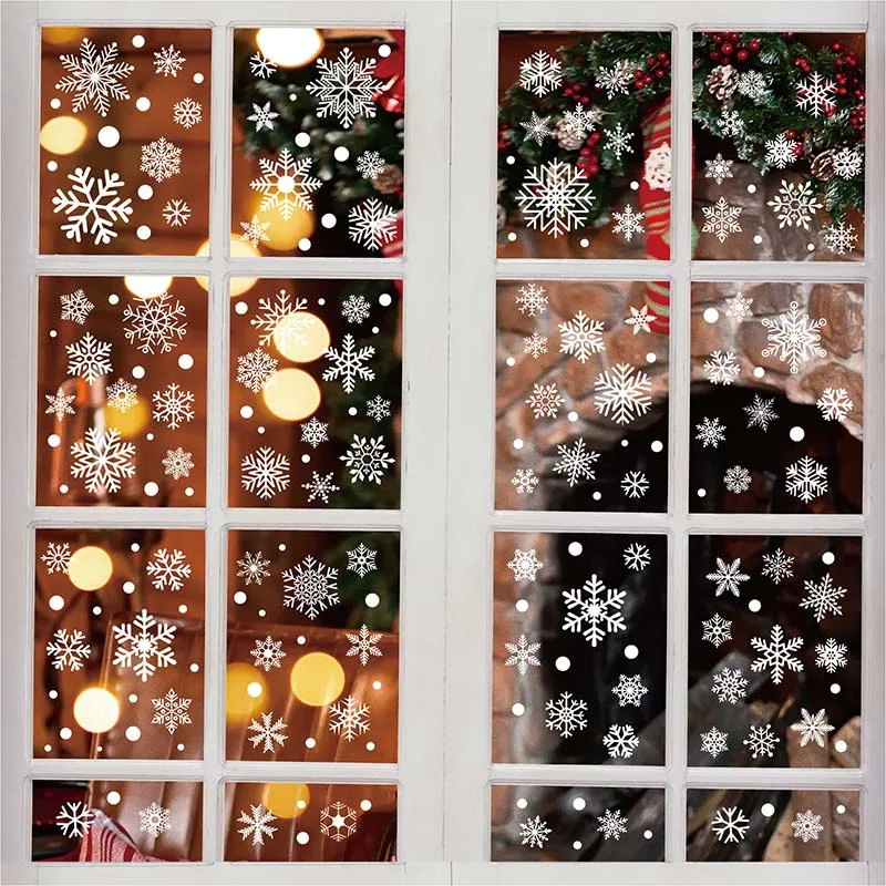 4/6 Sheet Snowflake Window Sticker PVC Electrostatic Glass Door Window Stickers 2025 Merry Christmas Home Decoration Decals