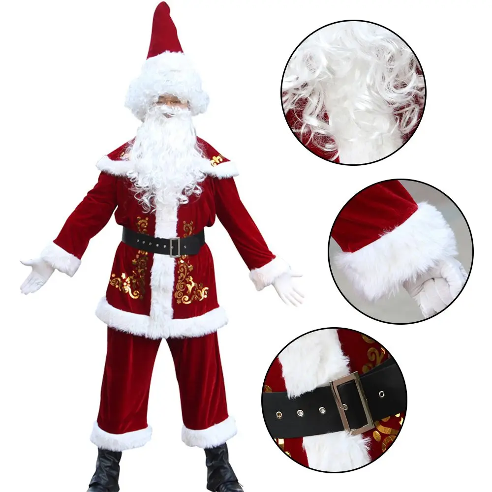 Adult Red Velvet Belt Gloves Boot Cover Santa Claus Costume Santa Claus Suit Party Outfit Christmas Father Christmas Cosplay