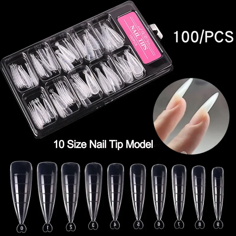 100 stks/doos Nail Tips Volledige Set Acryl Nep Vinger UV Gel Polish Quick Kunstnagels Tip Manicure Gereedschap Nail Art DIY Gereedschap Kit
