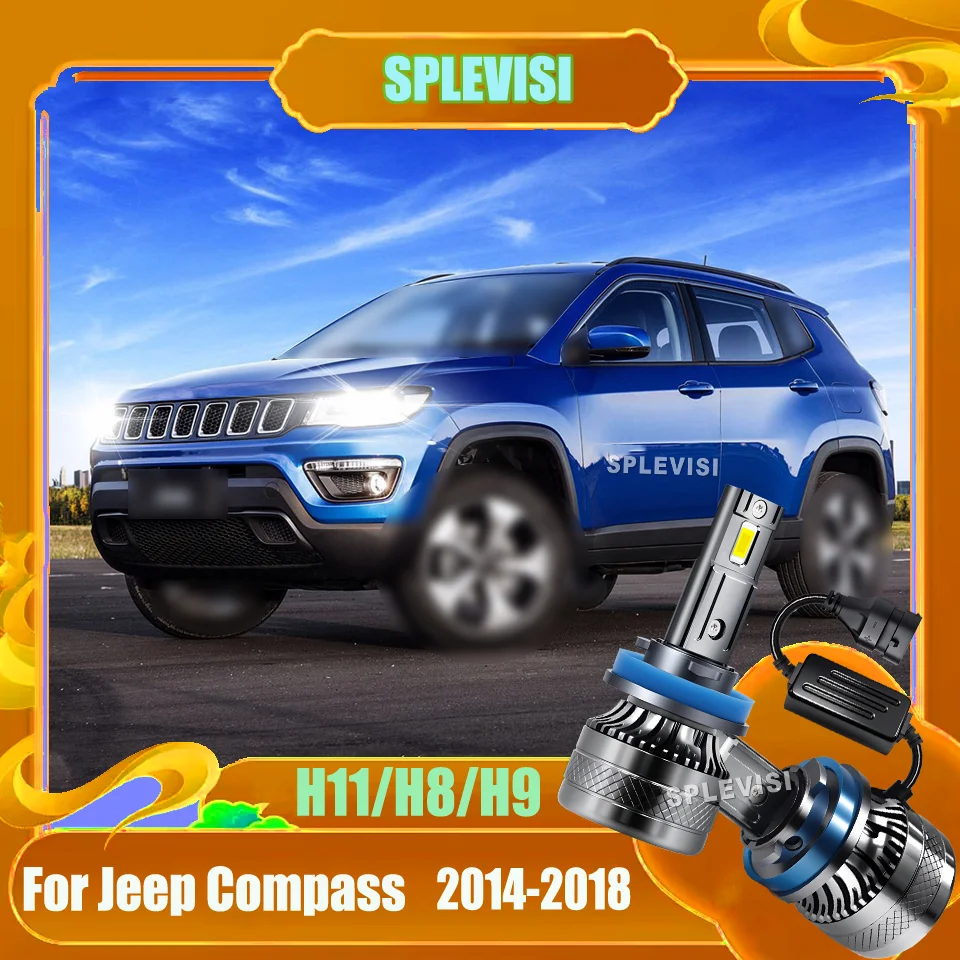 

2Pcs H11 H8 H9 LED Headlight 12V Bulbs 6000K White CSP For Jeep Grand Cherokee 2014-2018 Compass 2014-2018 1:1Size than Halogen