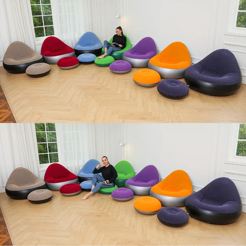 New Flocking Lazy Sofa Inflatable Foldable Recliner Sofa Bed Japanese Home Seat Outdoor Bed Chaise Lounge Living Room Furniture