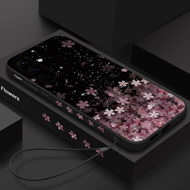 Luksusowe etui Sakura Lanyard Case dla Samsung Galaxy S24 S23 S22 Ultra S21 S20 FE S25 A56 A52 A53 A14 A34 A54 A15 A25 A35 A55 5G Cover