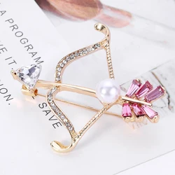 Anniversary Gift Fashion Rhinestone Cute Jewelry Pin Cupid's Arrow Brooch Coat accessories Alloy