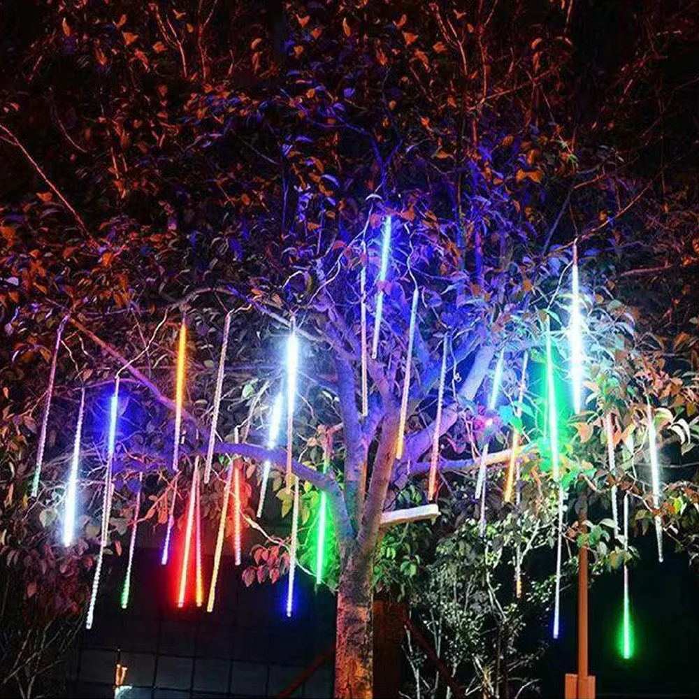 

led meteor shower tree lights outdoor waterproof Christmas full of stars garden decoration hanging tree lights colorful running