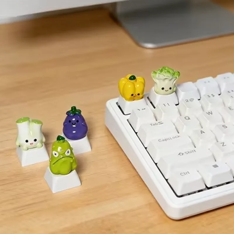 Cute Vegetable Keycaps Limited Customization White DIY Cross Axis Mechanical Keyboard Keycap Decoration Accessories