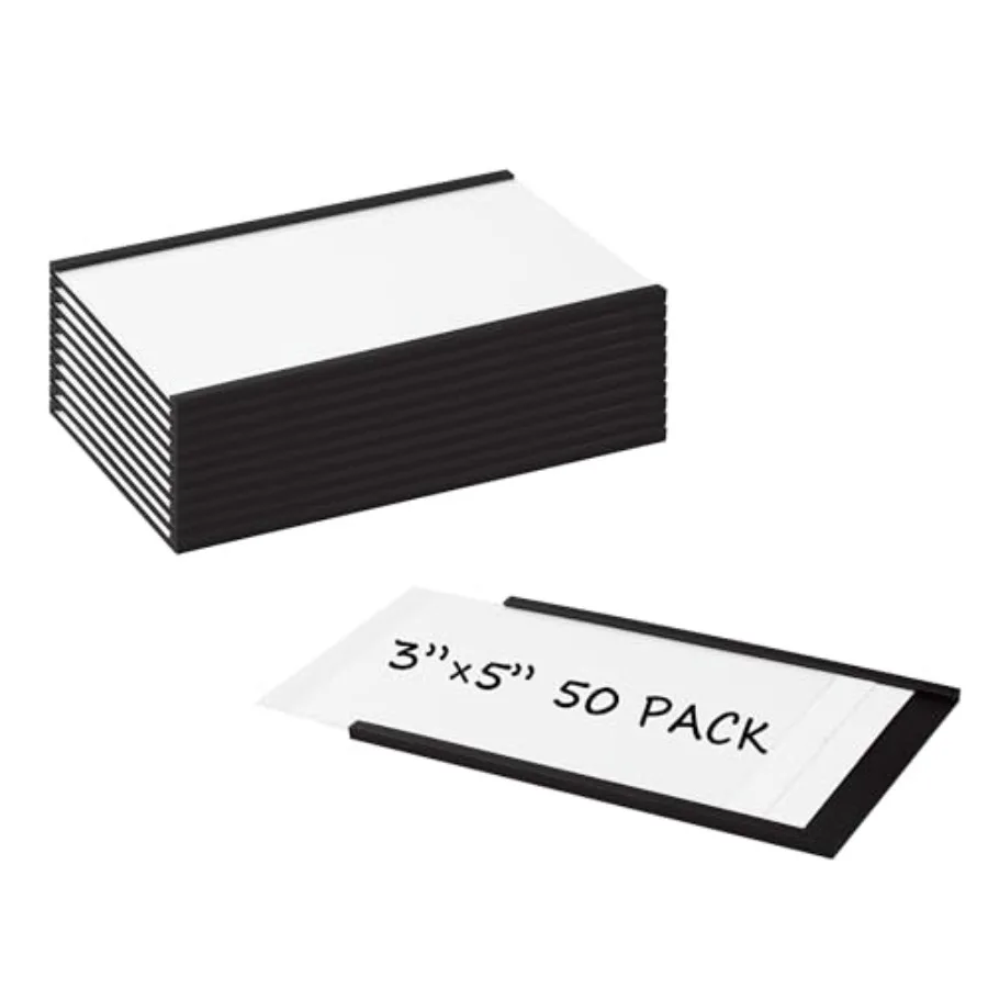 

C Channel Magnetic Label Holders with Paper Inserts and Clear Plastic Protectors Magnetic Data Card Holders File Cabinet Labels