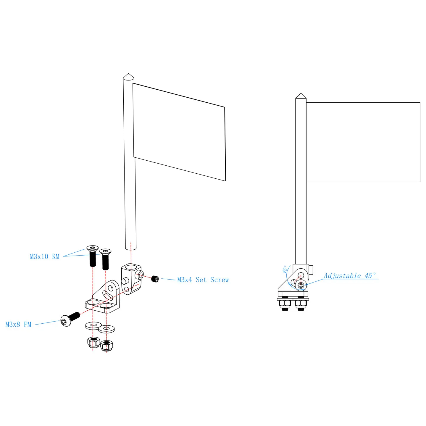 HR Traxxas 1/10 Bigfoot Monster Truck 4x4 Aluminiumlegierung, feste Basis, simulierte Flagge mit verstellbarem Winkel, RC-Autoteile