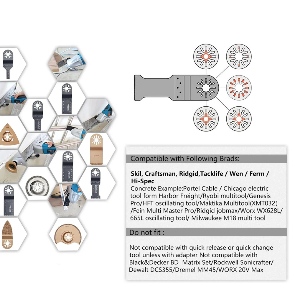 Multifuncional Oscilante Saw Blade, Multitool Corte Rasp para Dewalt Fein Multimaster, Black & Decker Bosch, 1Pc