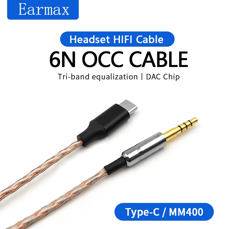 For Denon AH-MM400 MM200 MM300 Headset Replaceable TYPE-C to MM400 Single Crystal Copper Cable